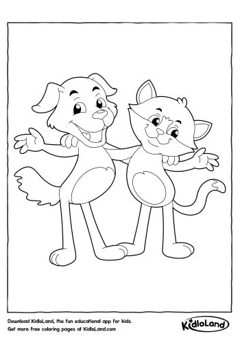 Dog And Cat Coloring Page | Free Printables For Your Kids - KidloLand